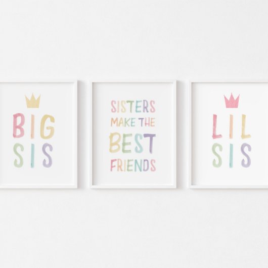 Zusters maken de beste vrienden print set van 3