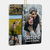 Zusters Modern gepersonaliseerd 8 fotocollage Keramisch Ornament (Rechts)