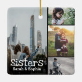 Zusters Modern gepersonaliseerd 8 fotocollage Keramisch Ornament (Achterkant)