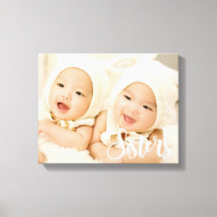 Zusters, modern scriptlettertype, aangepaste foto canvas afdruk