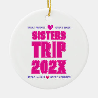Zusters Reis 202X Aangepast Jaar Vakantie Vibe Lie Keramisch Ornament