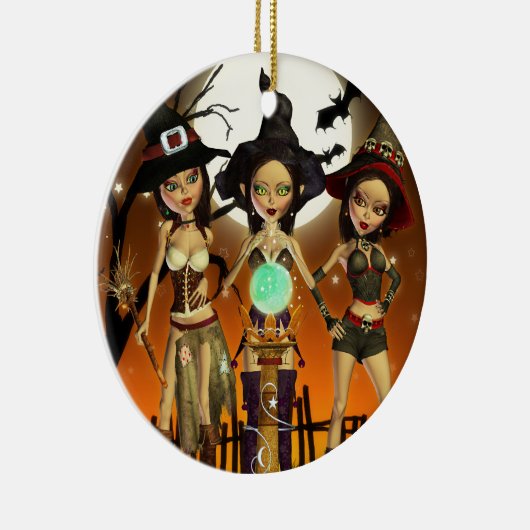 Zusters Three Witch Halloween Round Ornament (Rechts)