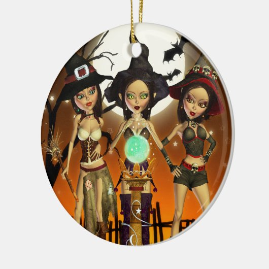 Zusters Three Witch Halloween Round Ornament (Links)