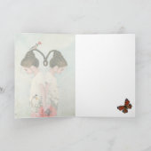 Zusters, tweeling, bloem, fijne kunst kaart (Binnen)