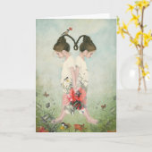 Zusters, tweeling, bloem, fijne kunst kaart (Gele Bloem)