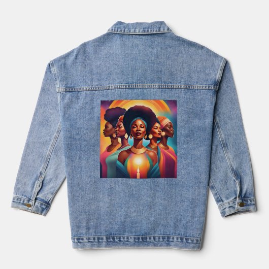 Zusters van de Zon: Macht, Eenheid & Licht Denim Jacket (Achterkant)