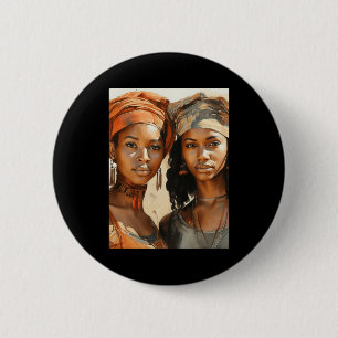 Zusters van de Zon - Twee Afrikaanse vrouwen poser Ronde Button 5,7 Cm