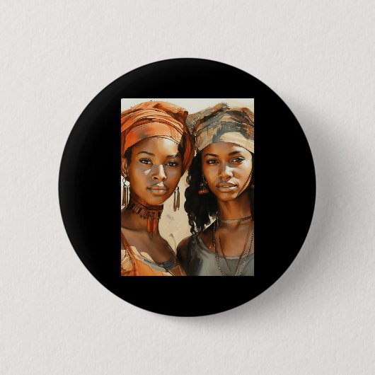 Zusters van de Zon - Twee Afrikaanse vrouwen poser Ronde Button 5,7 Cm (Voorkant)