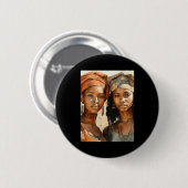 Zusters van de Zon - Twee Afrikaanse vrouwen poser Ronde Button 5,7 Cm (Voorkant /achterkant)
