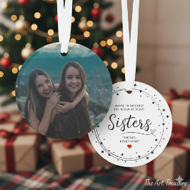 Zusters Verbonden in Hart Foto Aandenken Wit Ornament