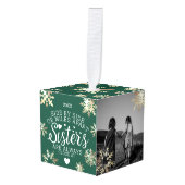 Zusters verbonden op hartfoto Keepomwille Green Decoratie (Voorkant hoekig)