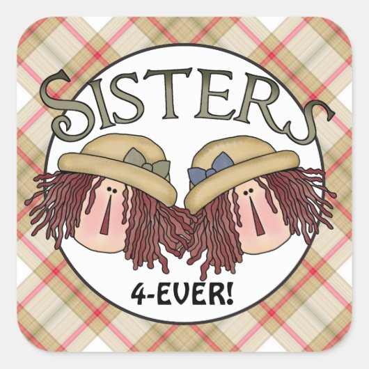 Zusters voor altijd familie plezier sticker (Voorkant)