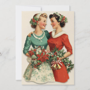 Zusters Vriendin Vakantie Kerstkaart Retro Jaren 5