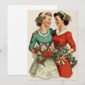 Zusters Vriendin Vakantie Kerstkaart Retro Jaren 5 (Voorkant / Achterkant)