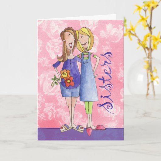 Zusters - Wenskaart Kaart (Gele Bloem)