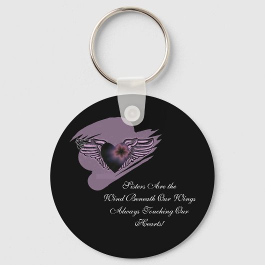 Zusters Winged hart hoofdketen Sleutelhanger (Voorkant)