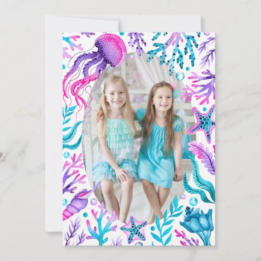 Zusters Zeemeermin Gezamenlijke Verjaardag Party F Kaart (Achterkant)