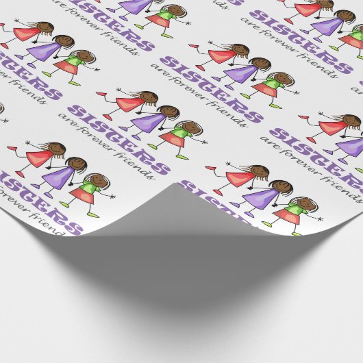 Zusters zijn altijd vrienden cadeaupapier (Hoek)