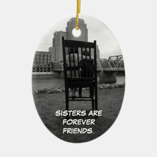 Zusters zijn altijd vrienden keramisch ornament (Voorkant)