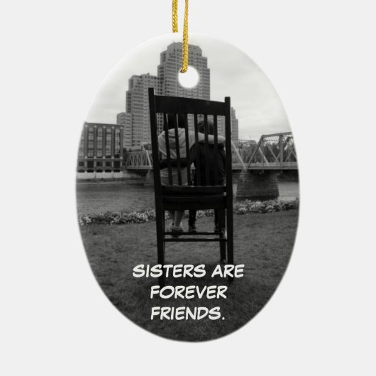 Zusters zijn altijd vrienden keramisch ornament (Achterkant)