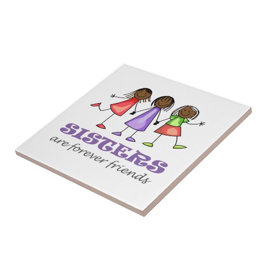 Zusters zijn altijd vrienden tegeltje (Zijkant)