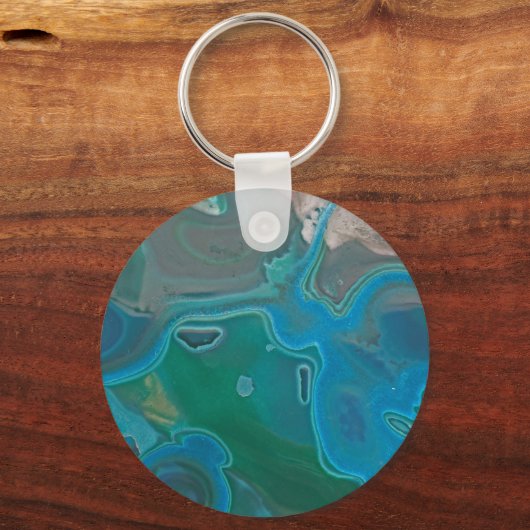 Zusters zijn Forever Blue Marbled Abstract Edelste Sleutelhanger (Achterkant)
