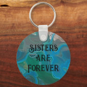Zusters zijn Forever Blue Marbled Abstract Edelste Sleutelhanger (Voorkant)