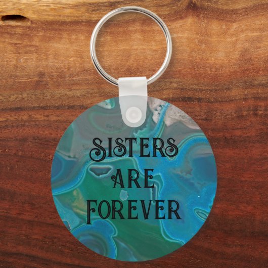 Zusters zijn Forever Blue Marbled Abstract Edelste Sleutelhanger (Voorkant)