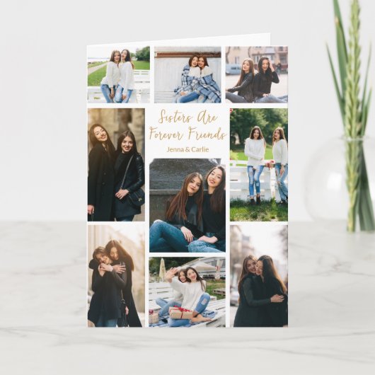 Zusters zijn voor altijd vrienden Foto Collage op  Kaart (Voorkant)