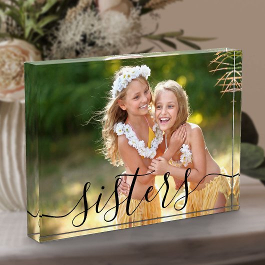 Zusters Zwarte Script Overlay Aangepast Fotoblokken