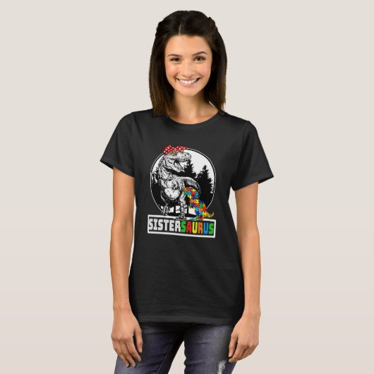 Zustersaurus T Rex Dinosaurus Zus Saurus Autisme A T-shirt (Voorkant volledig)