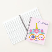 Zut Kawaii Beer Eenhoorn Gezicht Roze Gepersonalis Notitieboek (Binnen)