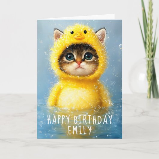 Zut Kitten Als Gele Eend Verkleed DL4R Naam Kaart (Voorkant)