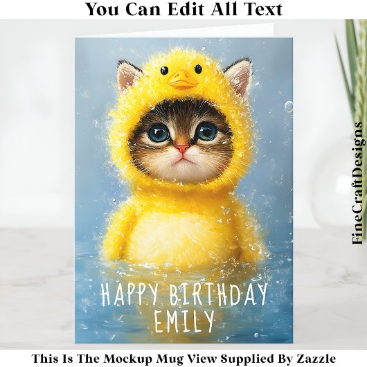 Zut Kitten Gekleed Als Gele Eend DL4R Naam Kaart