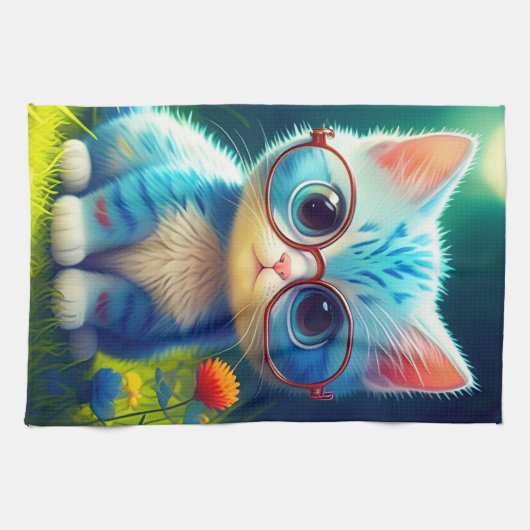 Zut kitten met bril-276548 theedoek (Horizontaal)