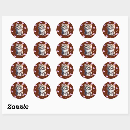 Zut Kitten met Vlinders Sticker | Aardige Ca (Vel)