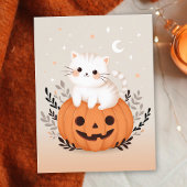 Zut Kitten Zit Op Pompoen Moderne Halloween Briefkaart
