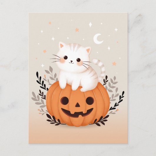 Zut Kitten Zit Op Pompoen Moderne Halloween Briefkaart (Voorkant)