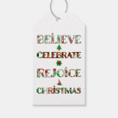 Zut rood groen kerstpatroon cadeaulabel (Voorkant)