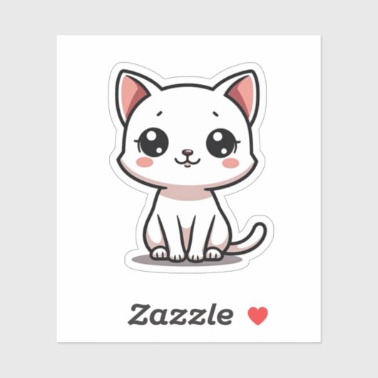 Zut witte kattensticker – Grote ogen Sticker (Vel)