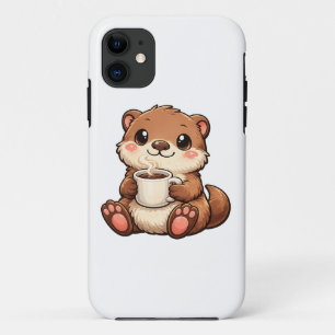 Zutige Otter met Koffie – Knus Kawaii Dier Case-Mate iPhone Case