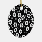 Zutte zwarte witte bloemen Versiering Keramisch Ornament (Rechts)