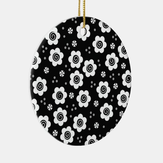 Zutte zwarte witte bloemen Versiering Keramisch Ornament (Rechts)