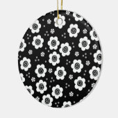 Zutte zwarte witte bloemen Versiering Keramisch Ornament (Links)