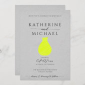 Zuur geel en grijs esthetisch | Bruiloft Kaart (Voorkant / Achterkant)