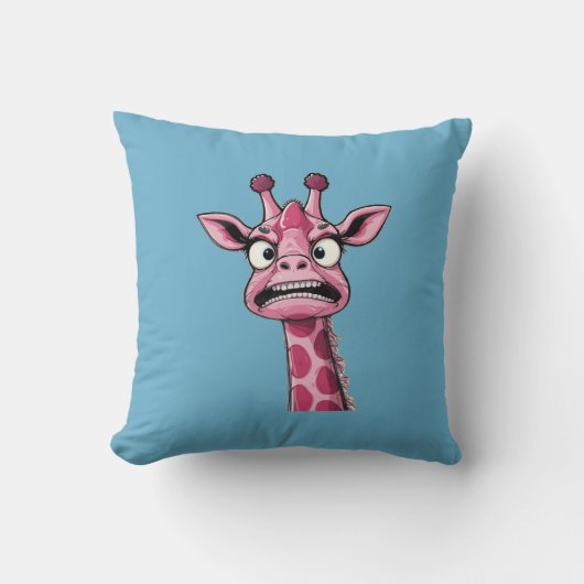 Zuur Gezicht Roze Giraf Kussen (Voorkant)