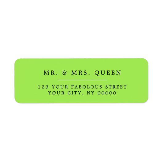 Zuur Groen Elegant Classic Eenvoudig Retouradres Etiket (Voorkant)