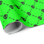 Zuur groen Halloween schedel Crossbones Print Cadeaupapier (Rol Hoek)