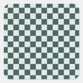 Zuur groen zwart dambordpatroon vierkant stokje vierkante sticker