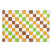 Zuur groen zwart schaakbord patroon kussensloop (Achterkant-Links)